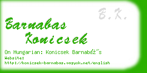 barnabas konicsek business card